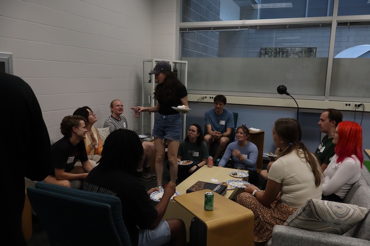 group of students talking