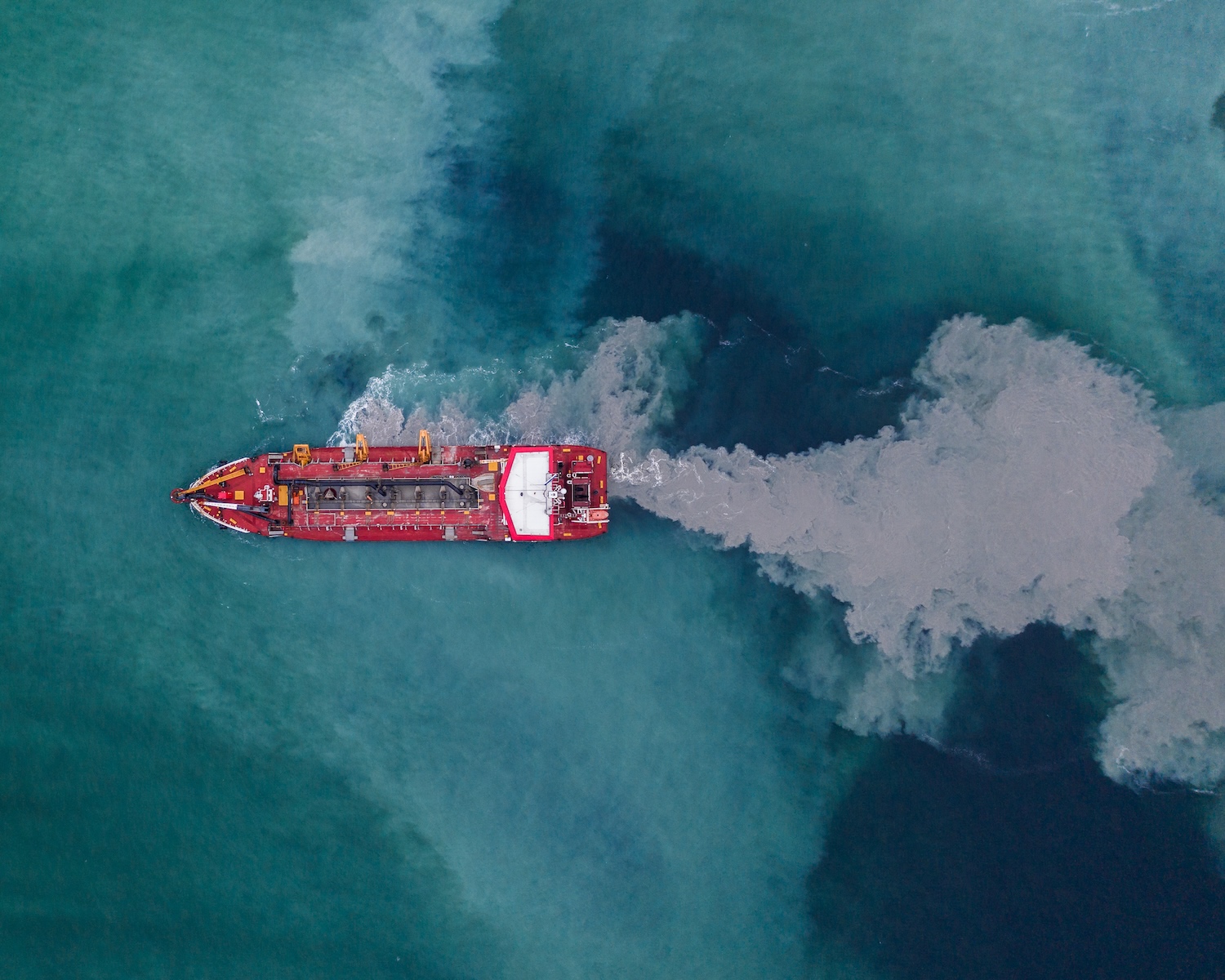 Aerial view of sand dredging