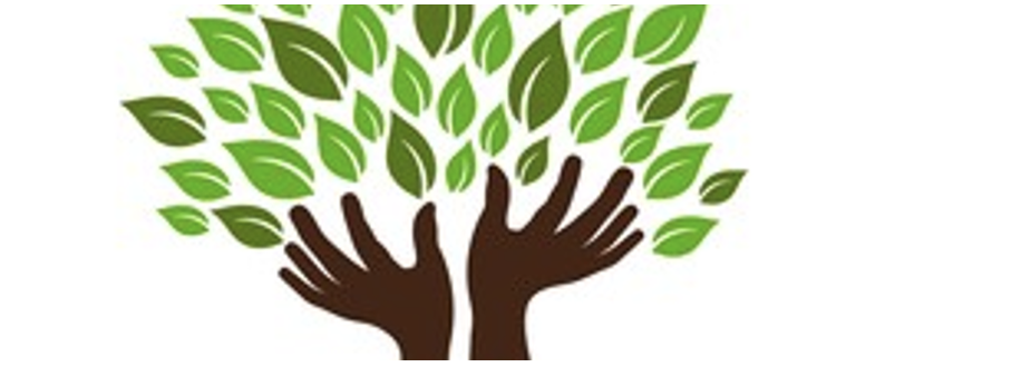 Hands sprouting leaves graphic image