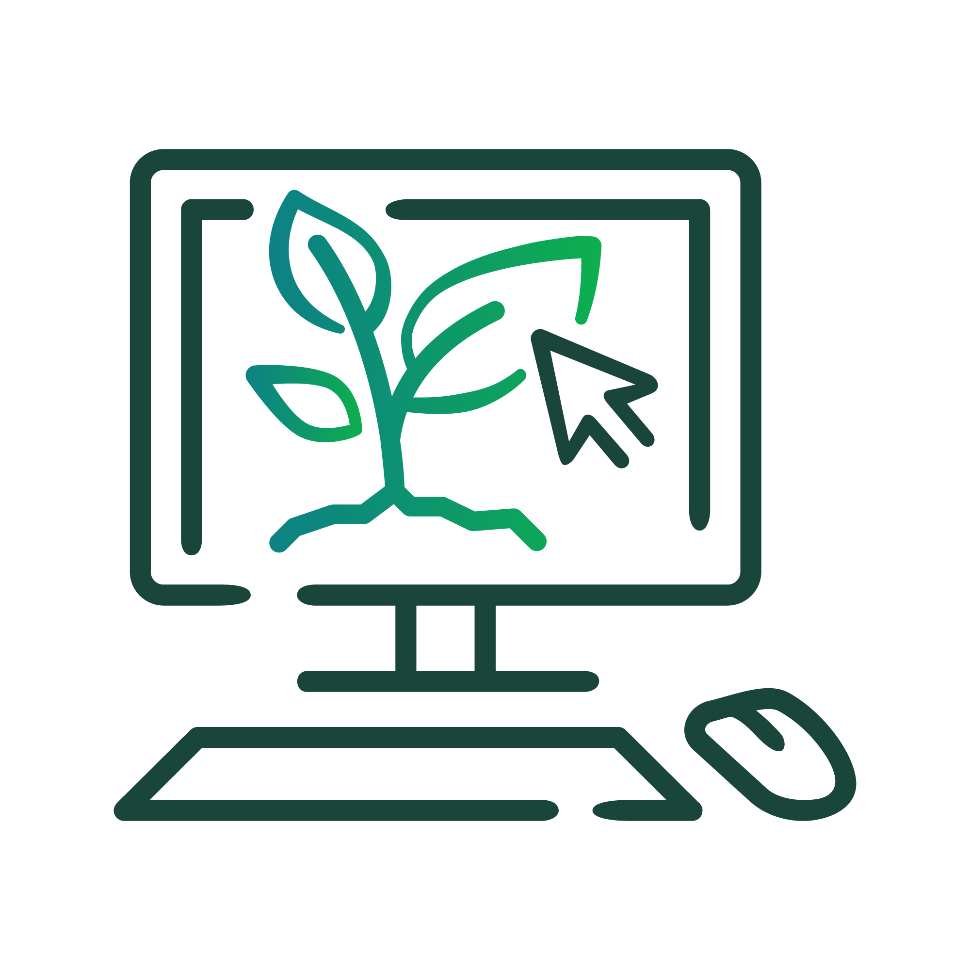 Computer with image of leaf growing 