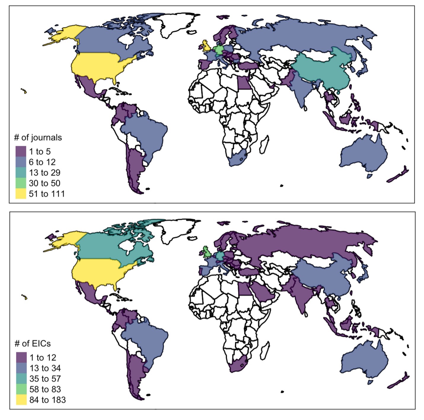 Map of journals and EICs